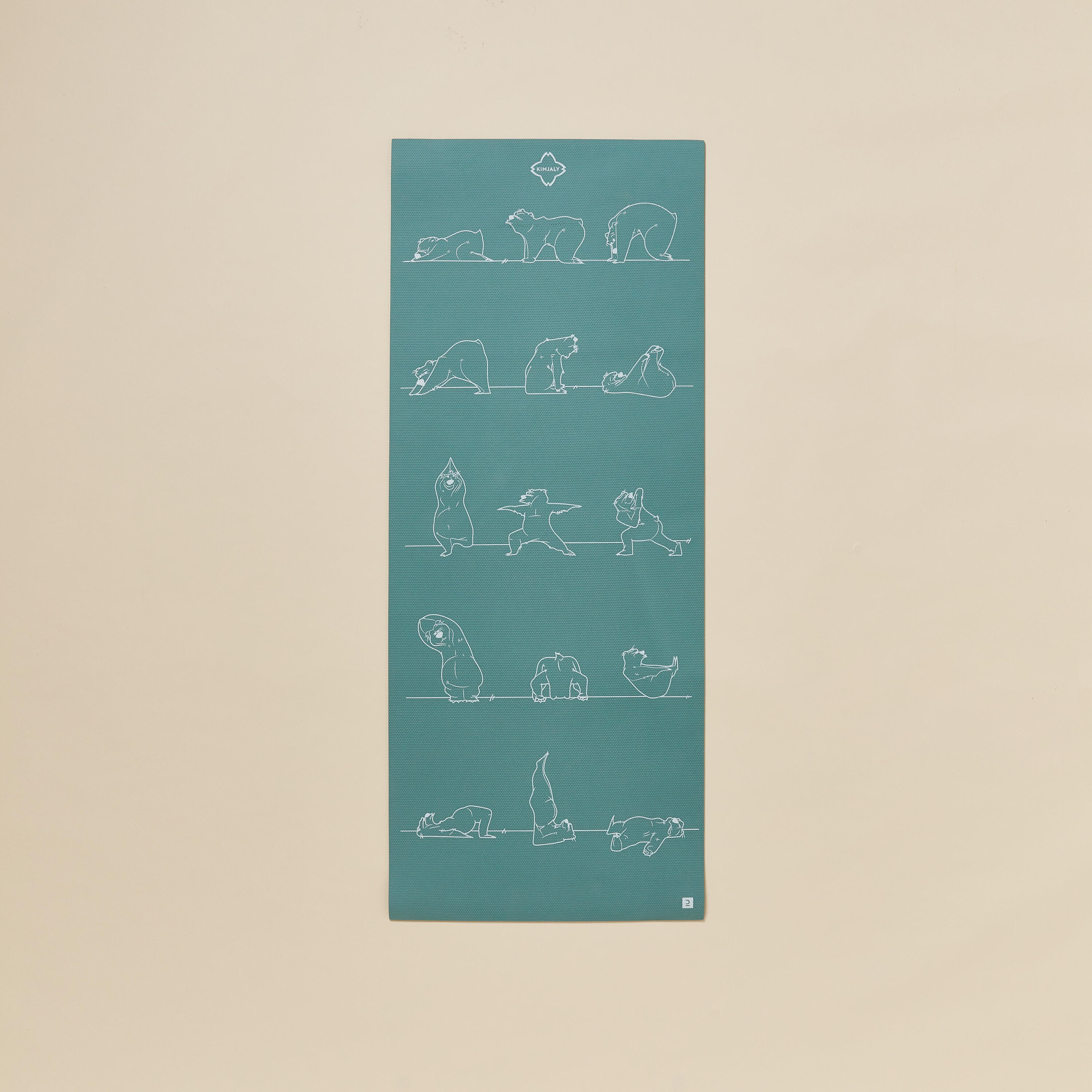 KIMJALY Kids' Yoga Mat 150 cm ⨯ 60 cm ⨯ 5 mm - Khaki Bear