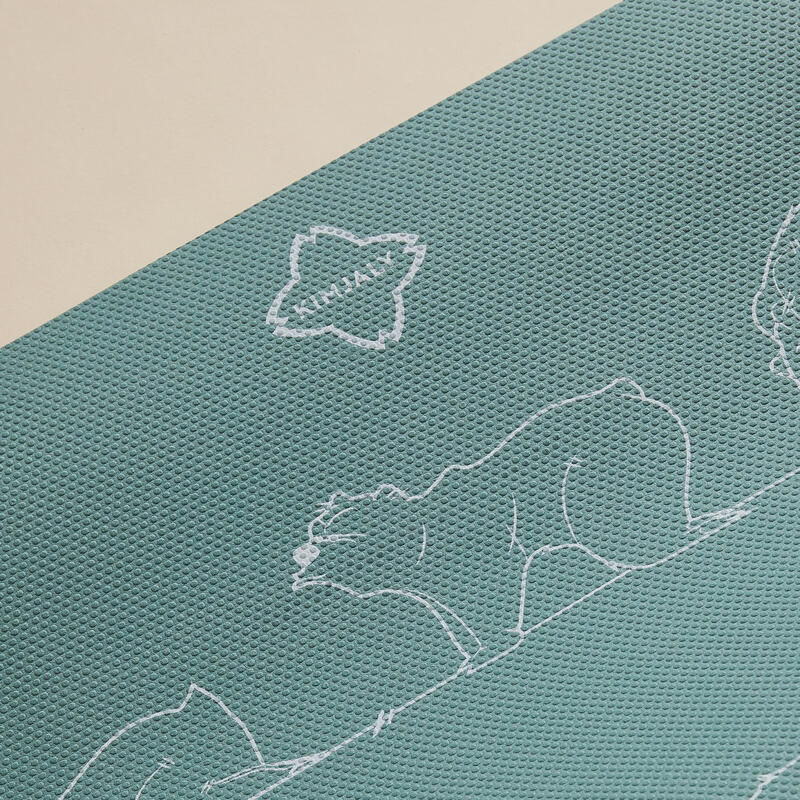 Dětská podložka na jógu Confort 150 cm × 60 cm × 5 mm khaki s medvídkem