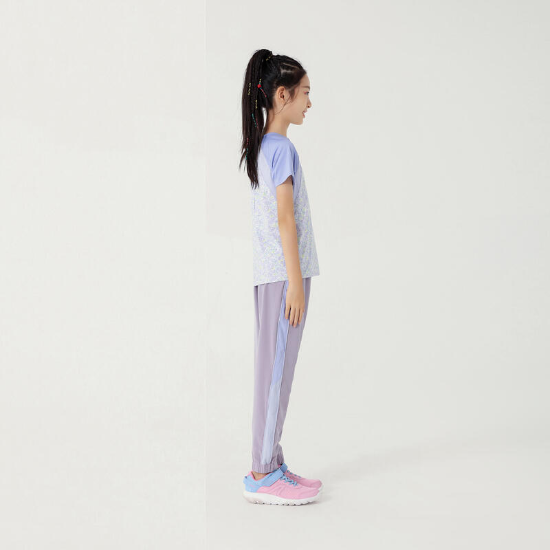 女童輕盈透氣運動長褲 W500－淡紫色