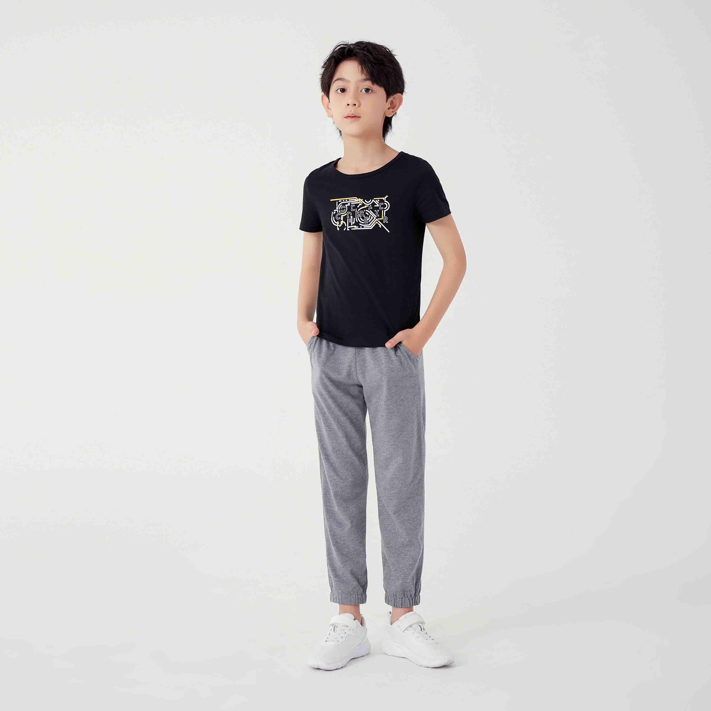Kids' Lightweight Cotton Jogging Bottoms - Mid Grey Marl