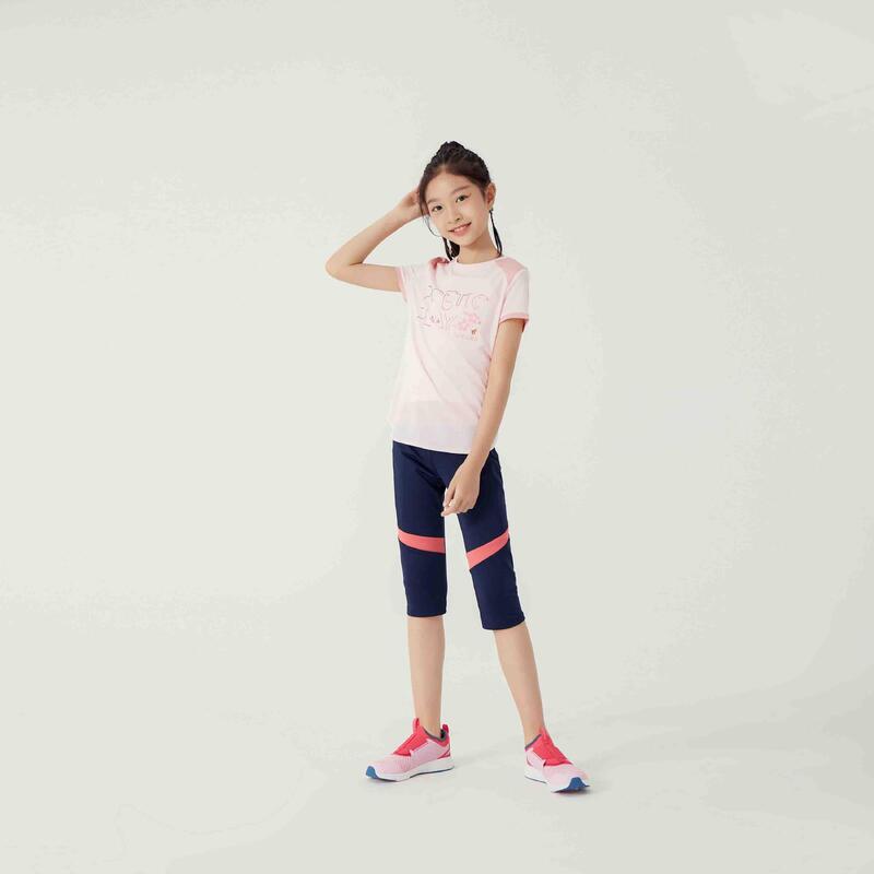 Girls' Breathable Cropped Bottoms S500 - Navy