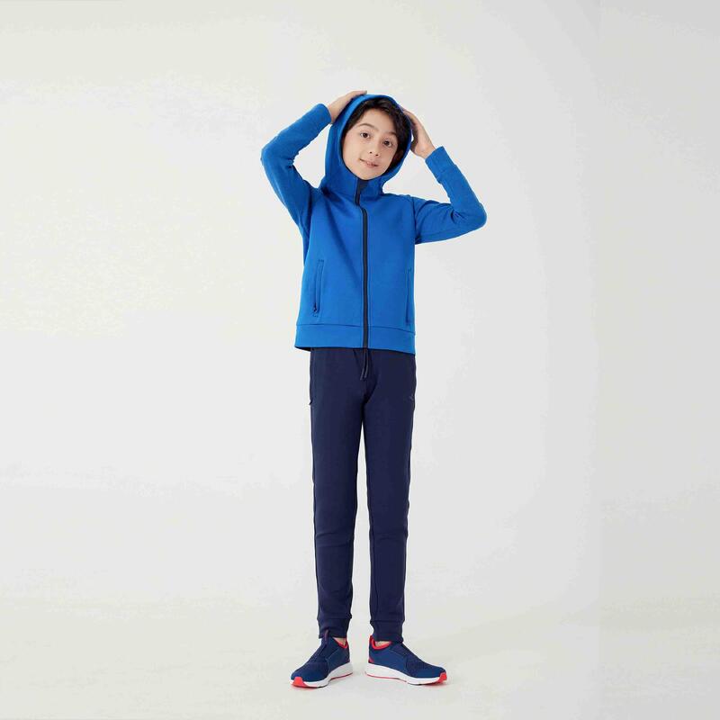 Kids' Breathable Zip-Up Cotton Hoodie 900 - Blue