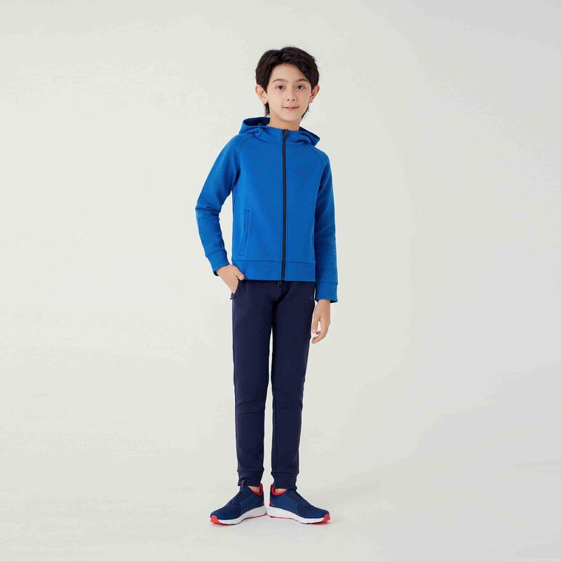 Kids' Breathable Zip-Up Cotton Hoodie 900 - Blue