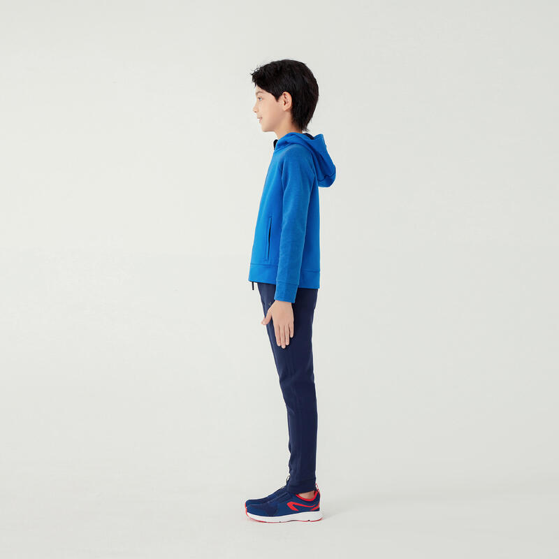 Kids' Breathable Zip-Up Cotton Hoodie 900 - Blue