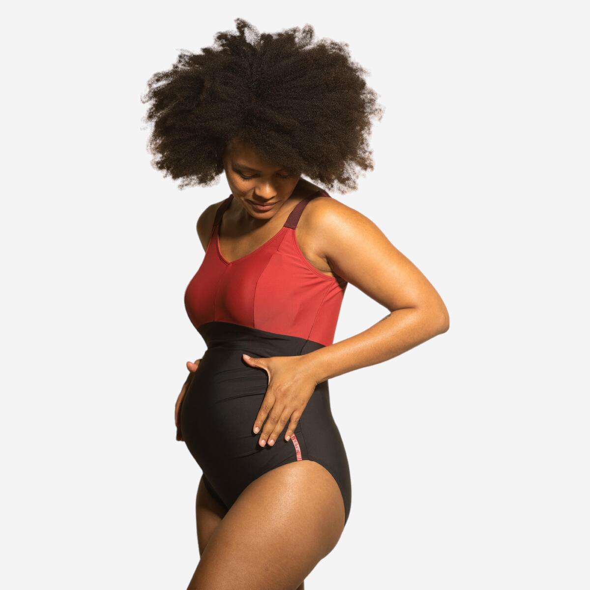 Maillot de Bain Femme de Grossesse Aquagym AYA noir rose foncé