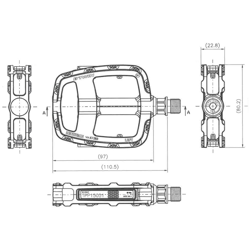 Srebrni aluminijasti pedali MOBILITY 100