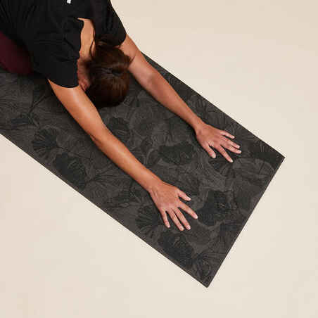 Yogamatte Komfort 8 mm Lotus schwarz/grau