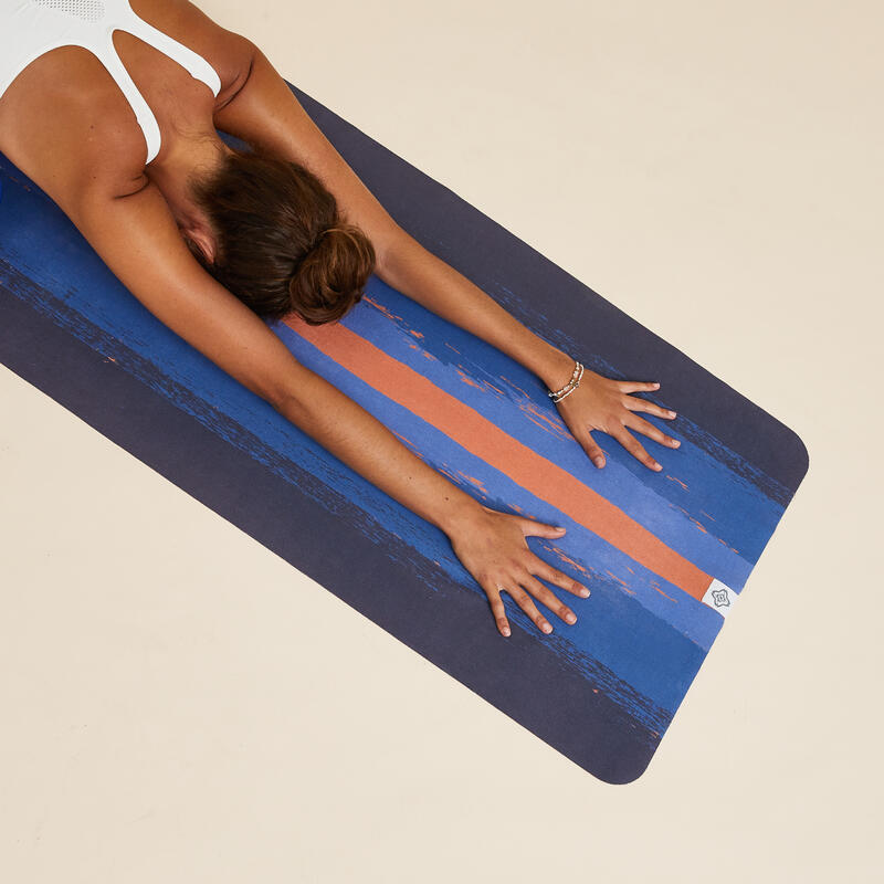 SERVIETTE YOGA ANTIDERAPANTE 183CM X 61CM X1 MM ORANGE BLEUE