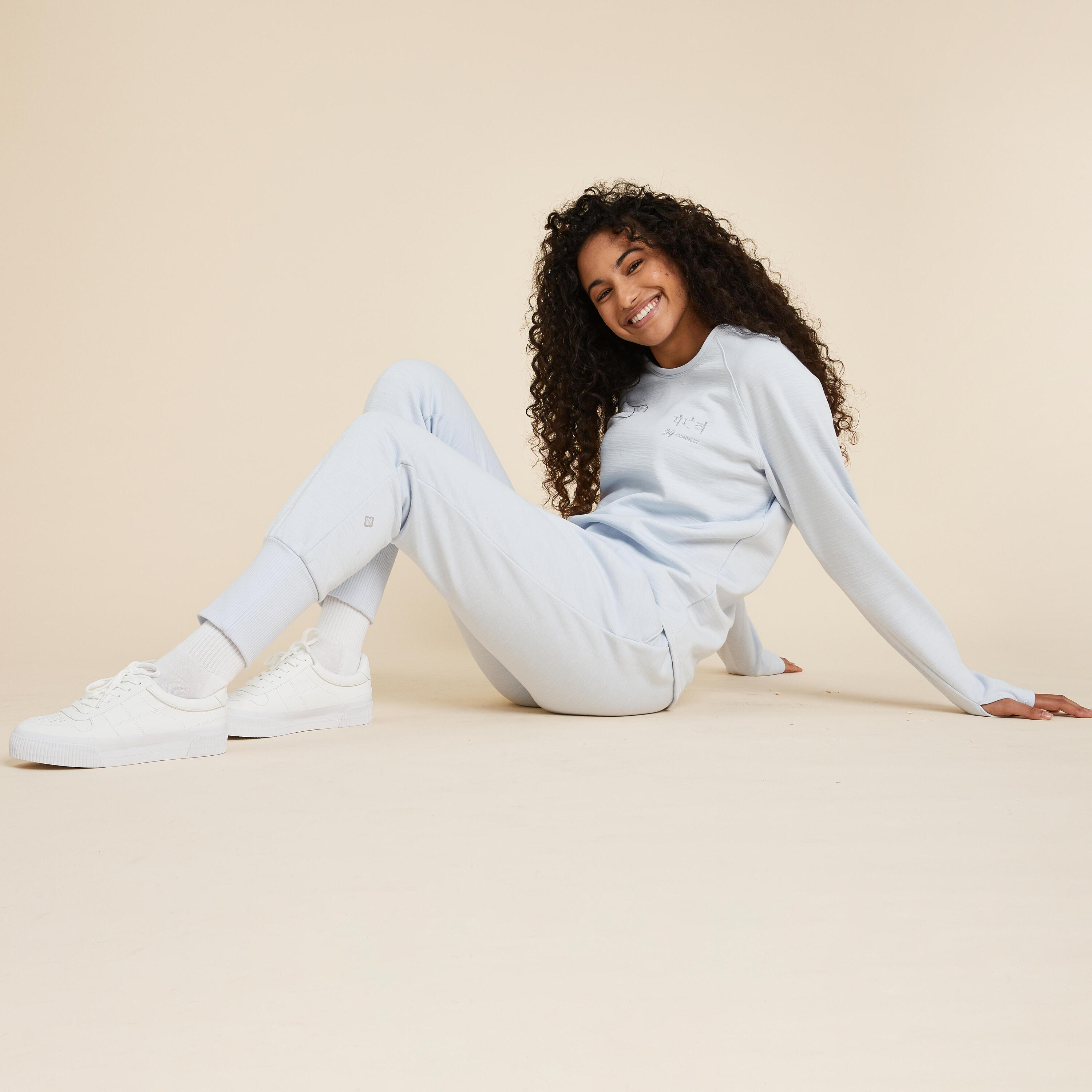 PANTALÓN CARROT MUJER YOGA SUAVE AZUL CLARO  2/8