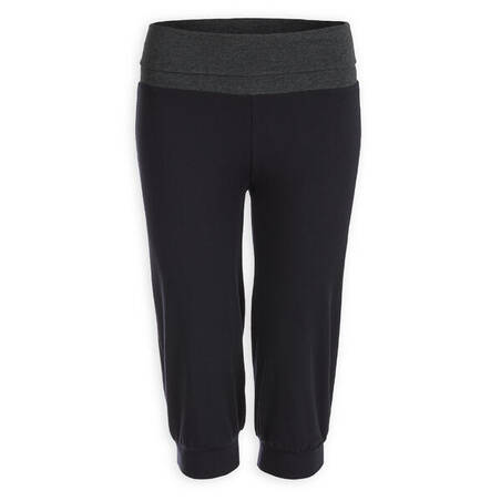 Women's Organic Cotton Gentle Yoga Cropped Bottoms - Hitam/Abu-abu