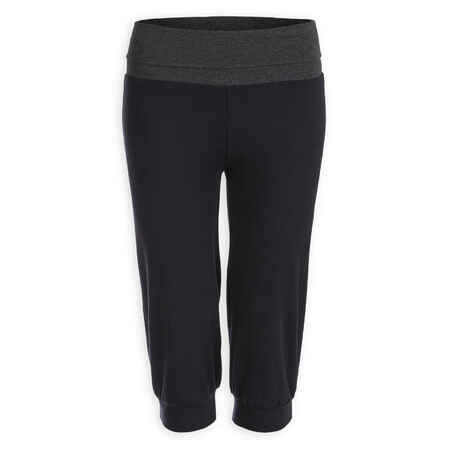 Women's Cotton Yoga Cropped Bottoms - Black/Grey