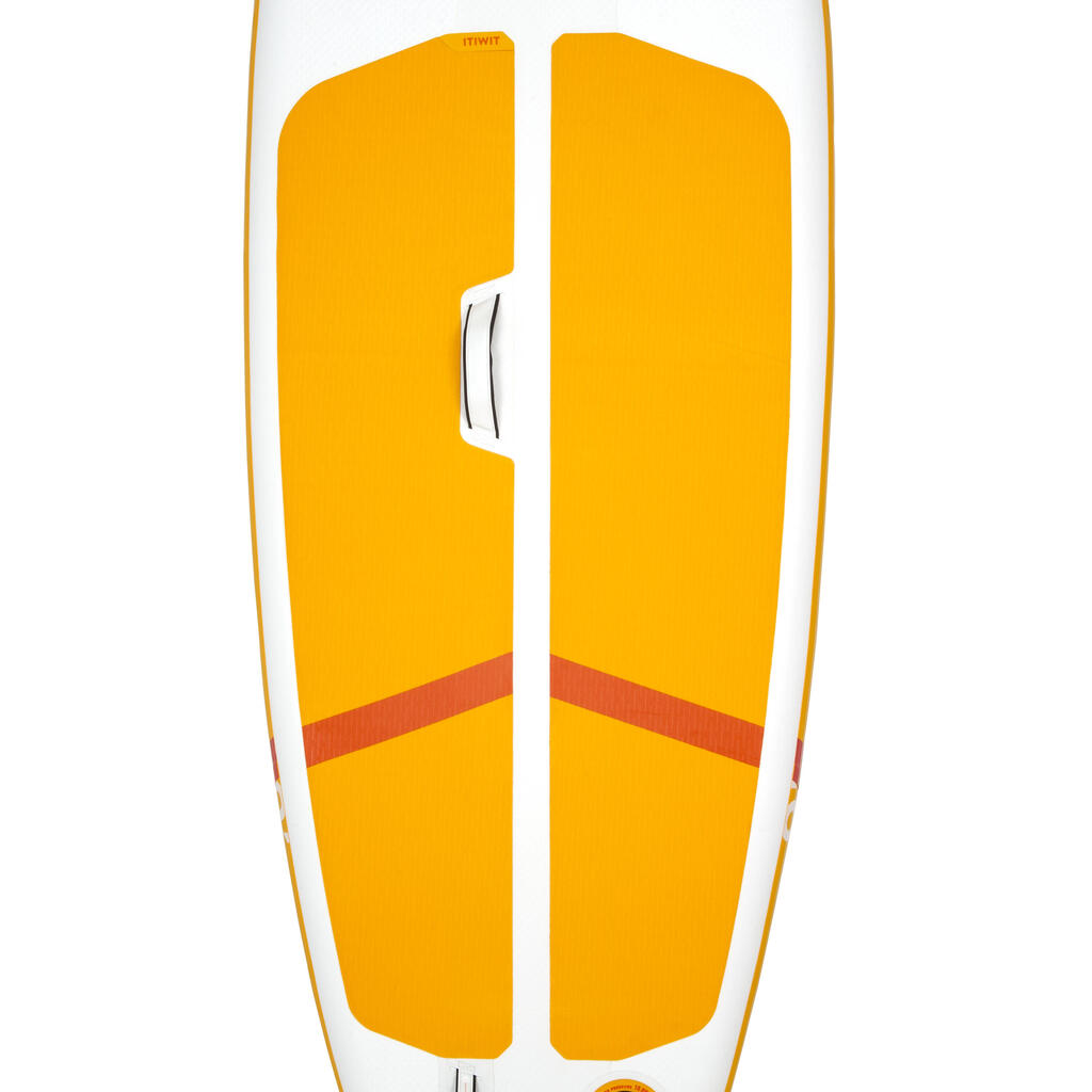 100 COMPACT 8FT (S) INFLATABLE STAND-UP PADDLEBOARD - YELLOW/WHITE (up to 60kg)