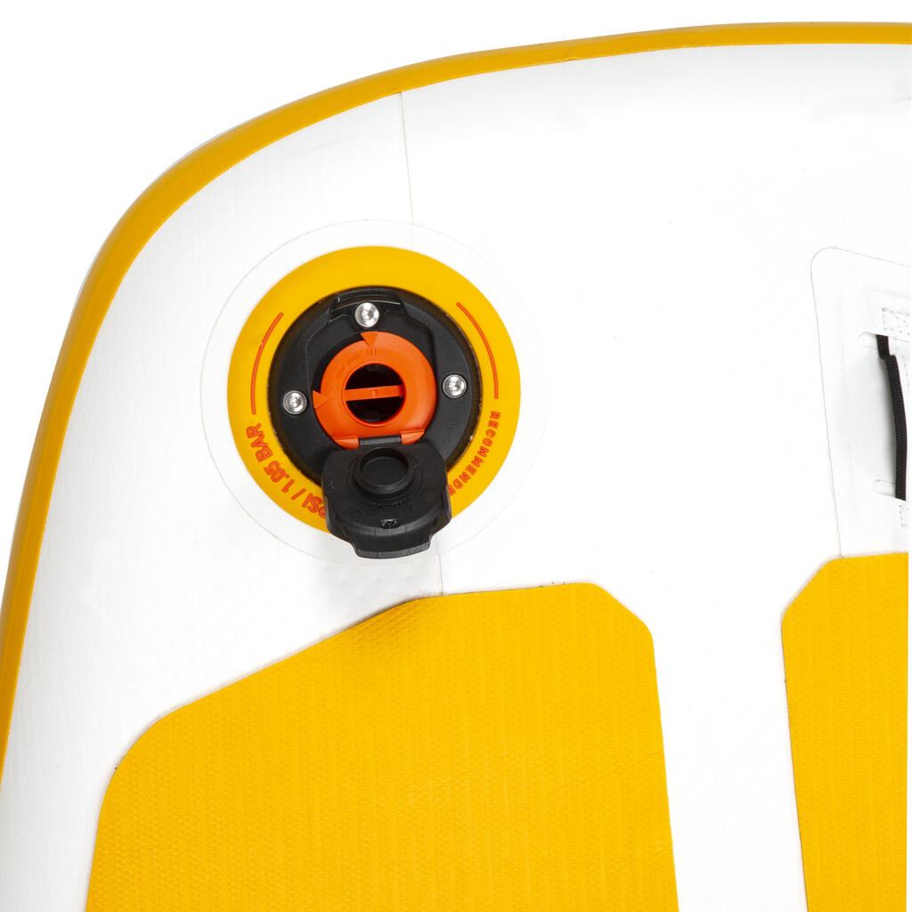Nafukovací skladný paddleboard Compact S pre začiatočníkov žlto-biely