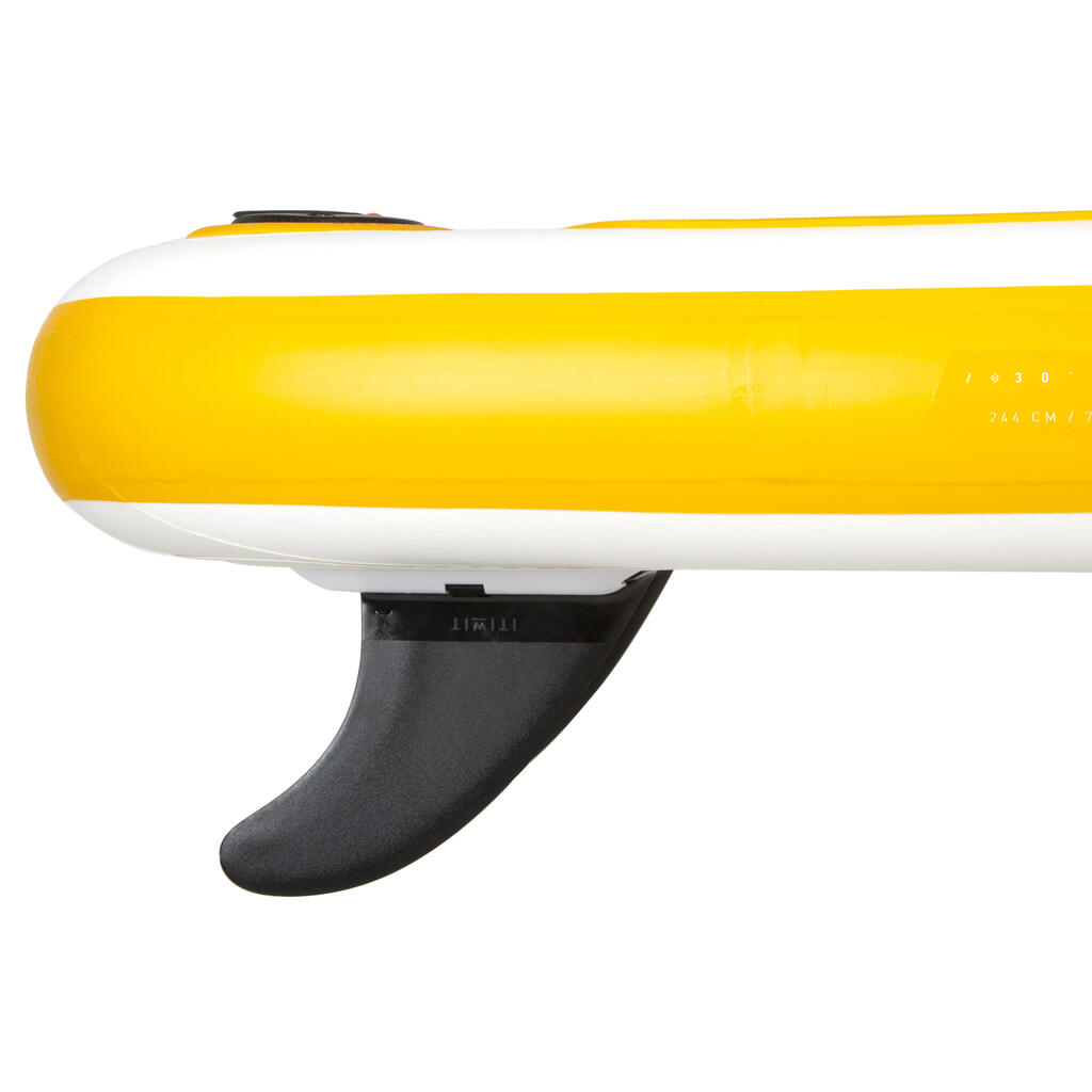 100 COMPACT 8FT (S) INFLATABLE STAND-UP PADDLEBOARD - YELLOW/WHITE (up to 60kg)