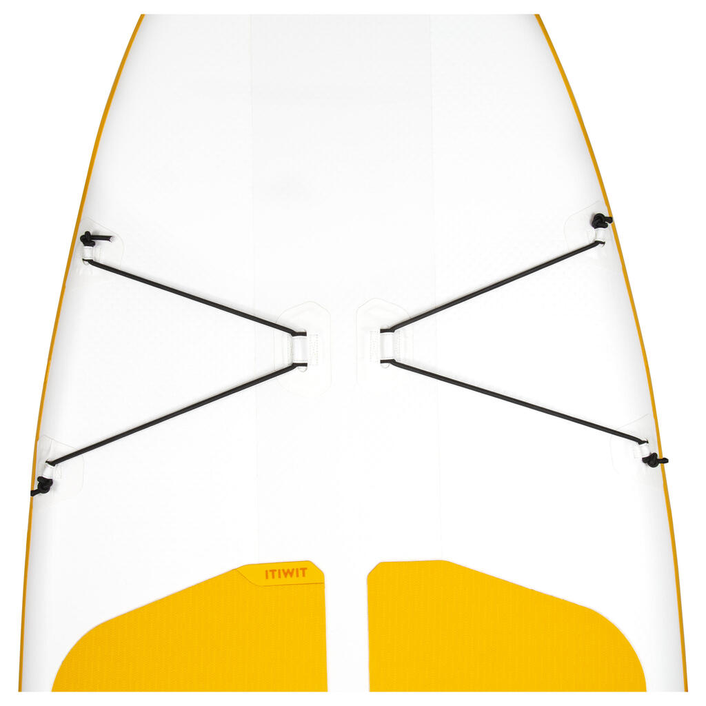 100 COMPACT 8FT (S) INFLATABLE STAND-UP PADDLEBOARD - YELLOW/WHITE (up to 60kg)