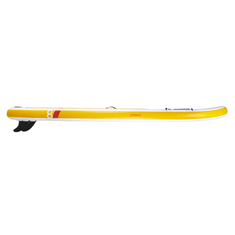 INFLATABLE COMPACT STAND-UP PADDLEBOARD - YELLOW WHITE - SMALL