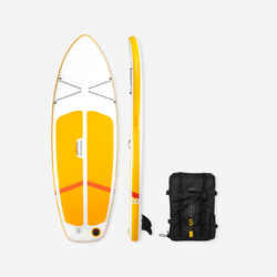 100 COMPACT 8FT (S) INFLATABLE STAND-UP PADDLEBOARD - YELLOW/WHITE (up to 60kg)