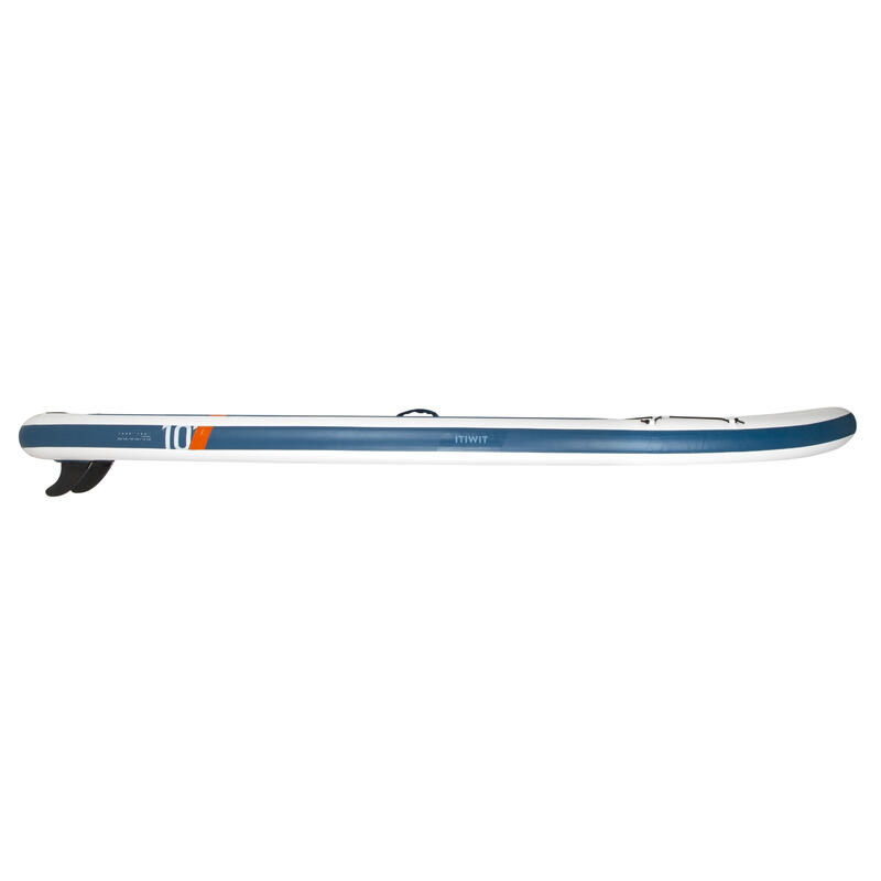 充氣式輕巧旅行立式划槳板100（10 ft）－白色／藍色