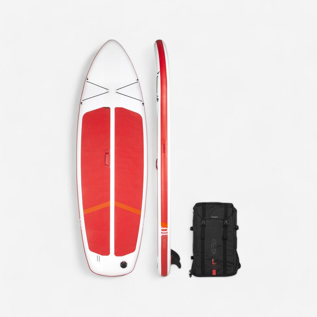 STAND UP PADDLE BLANCO ROJO SUPERCOMPACTO ESTABLE 10 PIES (130 KG MÁX.)