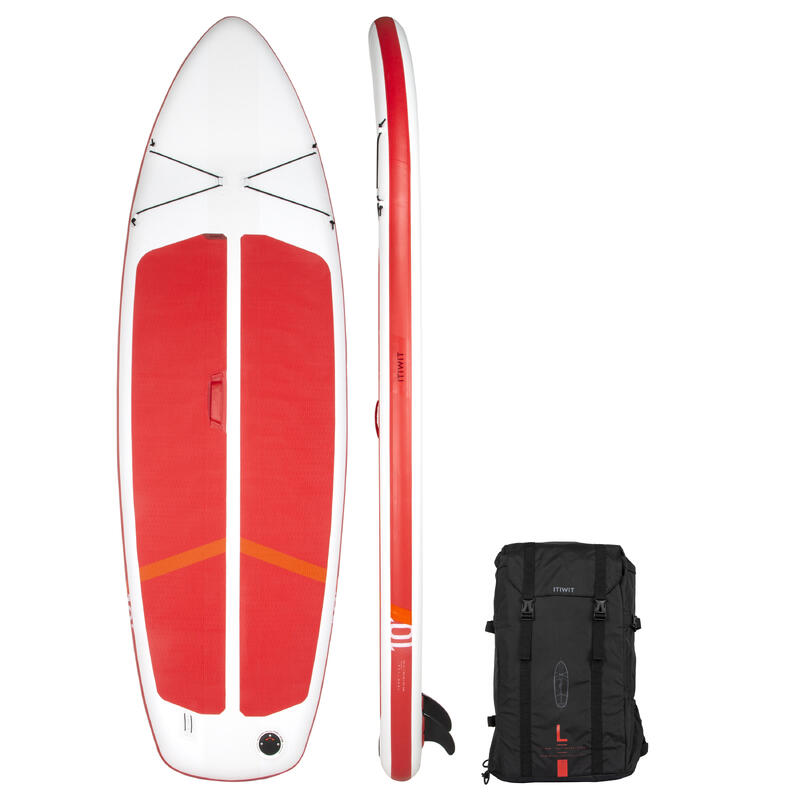 STAND UP PADDLE GONFLABLE DEBUTANT COMPACT L BLANC - ROUGE