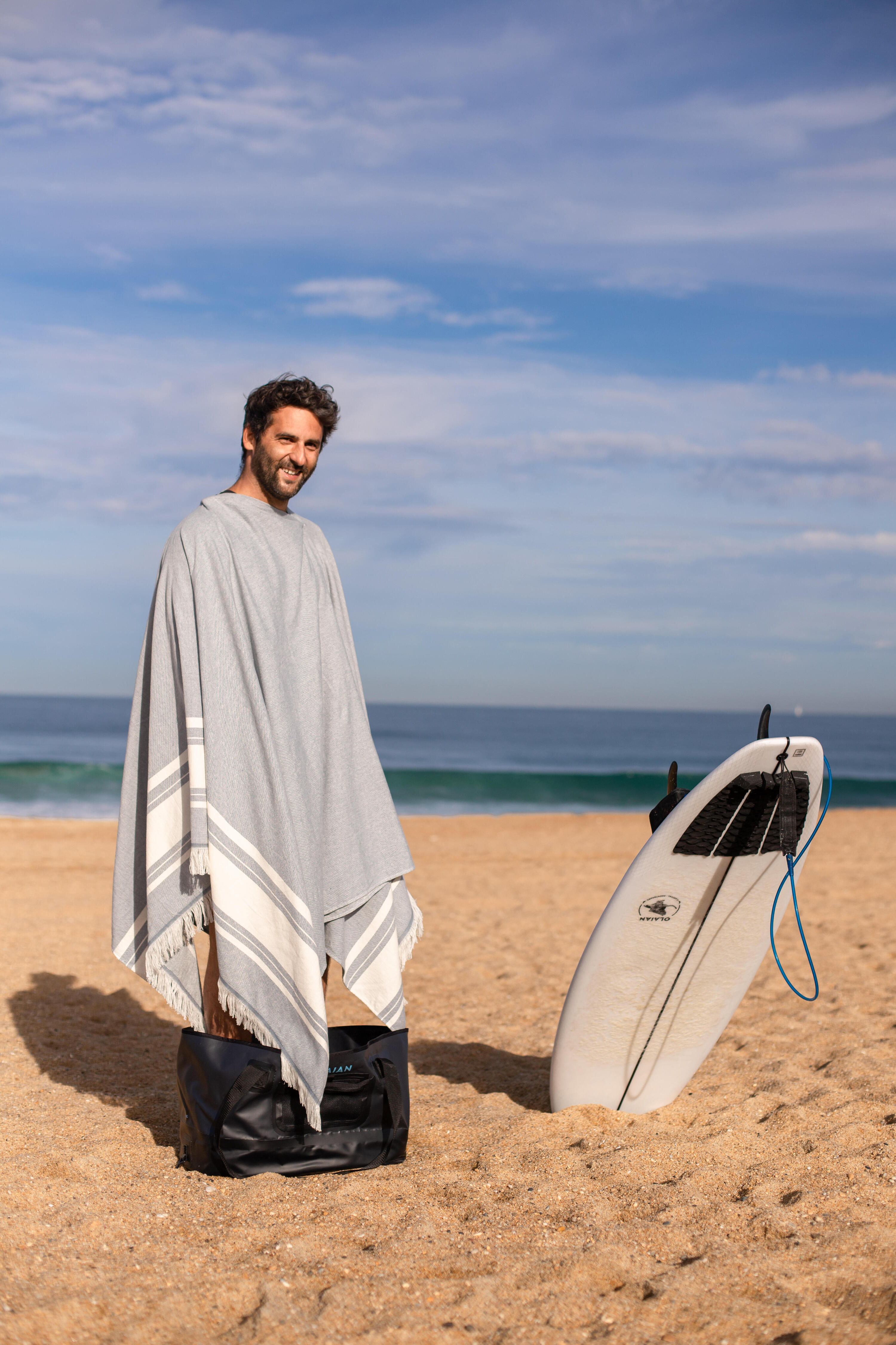 Serviette de plage poncho 190 x 190 cm - gris bleu 6/25