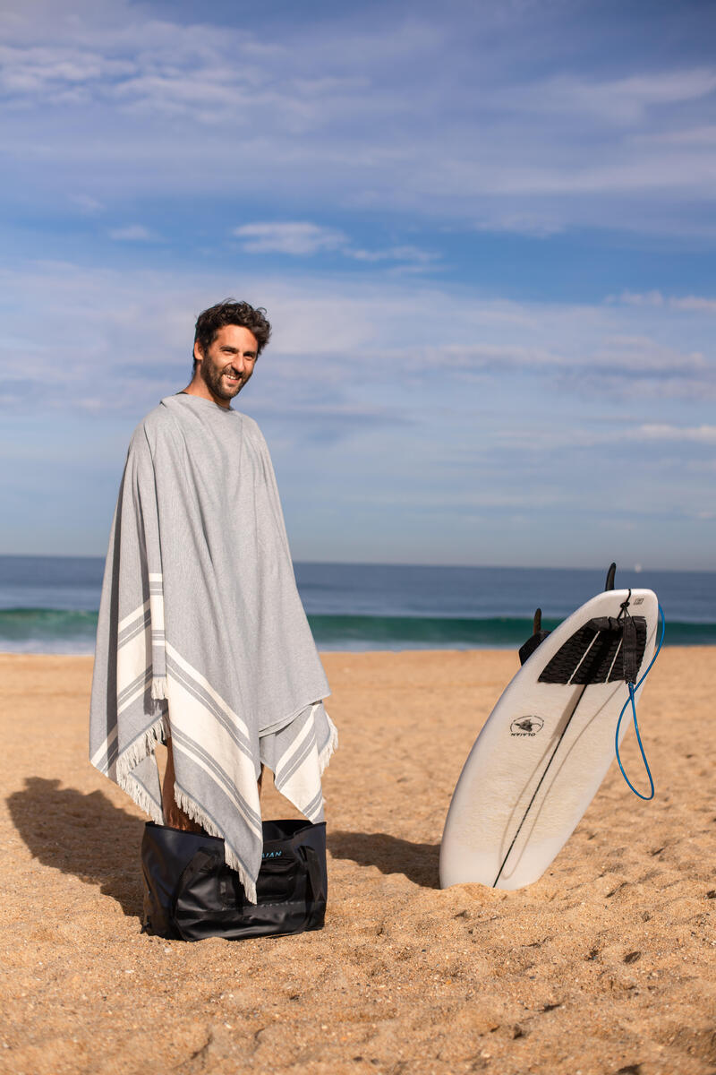 Serviette de plage poncho 190 x 190 cm - gris bleu