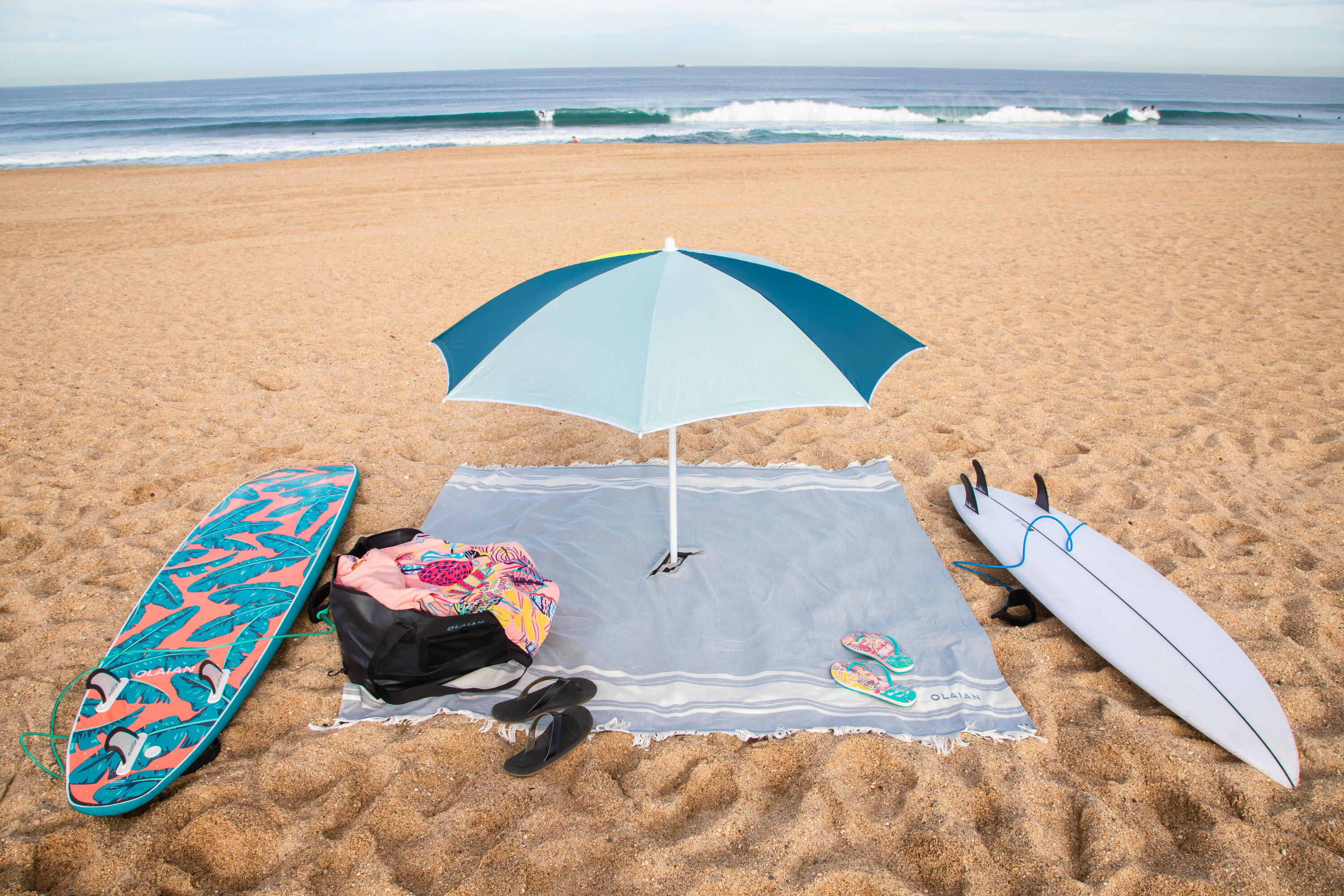 Serviette de plage poncho 190 x 190 cm - gris bleu 3/25
