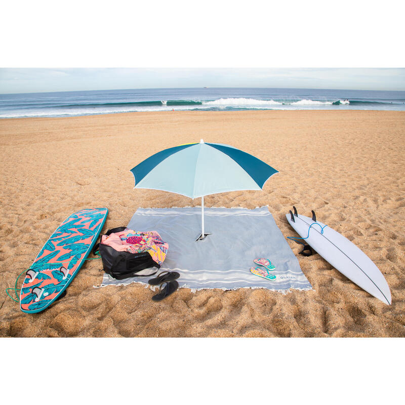 Strandponcho strandlaken voor surfen 190 x 190 cm grijs blauw