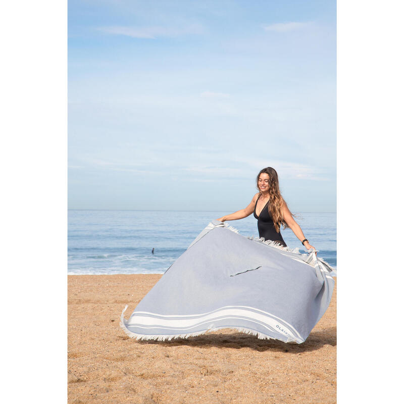 Strandponcho strandlaken voor surfen 190 x 190 cm grijs blauw