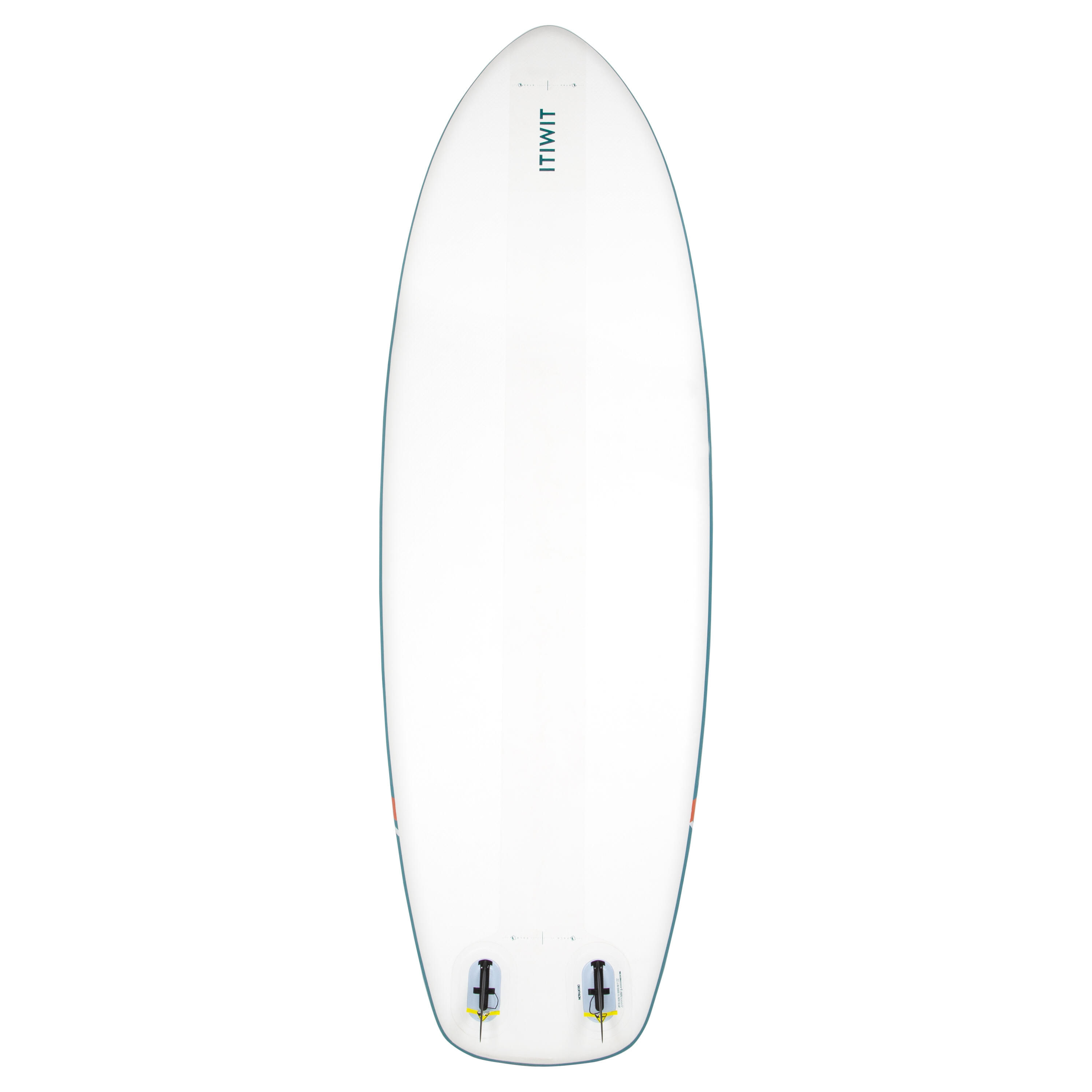 100 COMPACT 9FT (M) INFLATABLE STAND-UP PADDLEBOARD - WHITE AND GREEN (80kg) 8/29