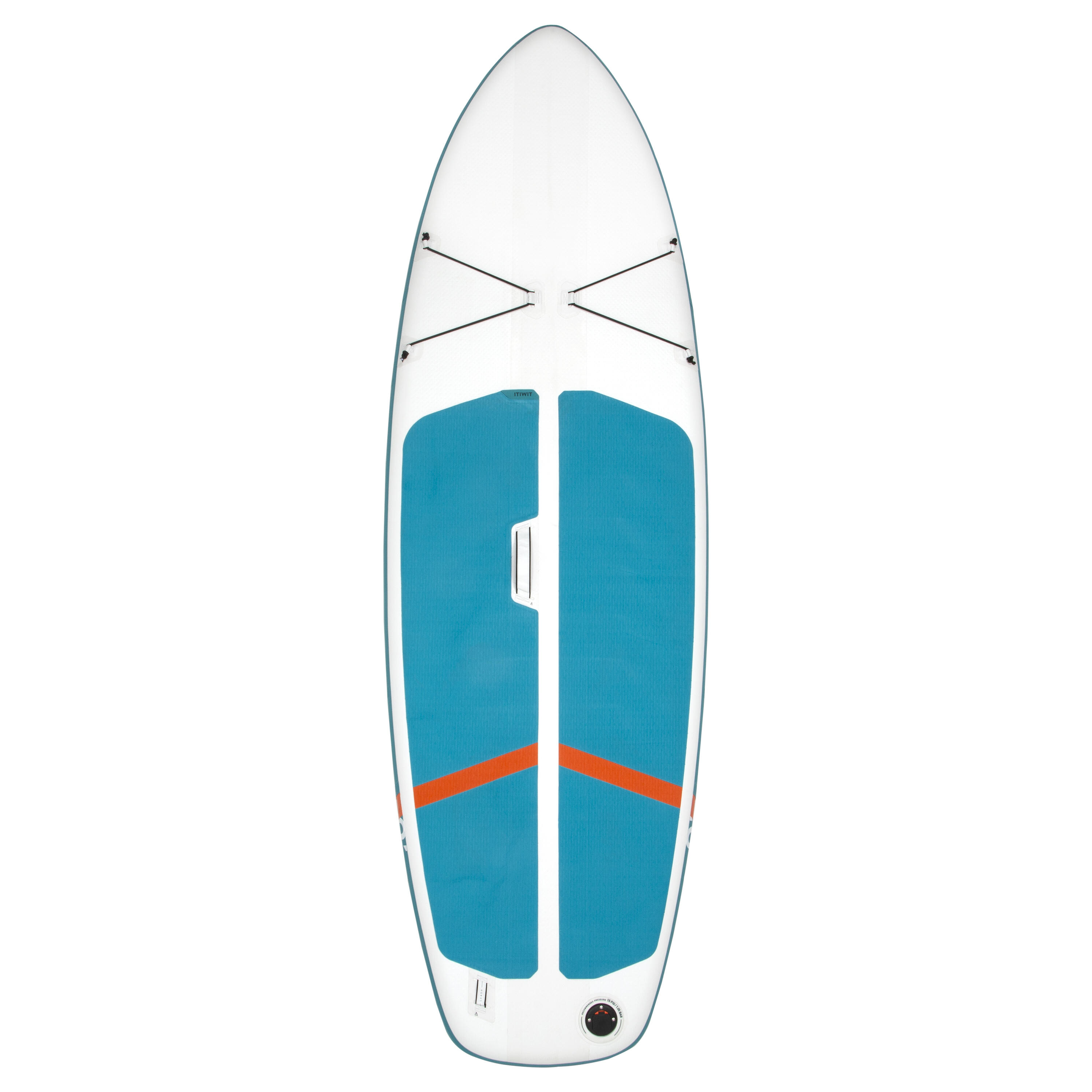 100 COMPACT 9FT (M) INFLATABLE STAND-UP PADDLEBOARD - WHITE AND GREEN (80kg) 7/29