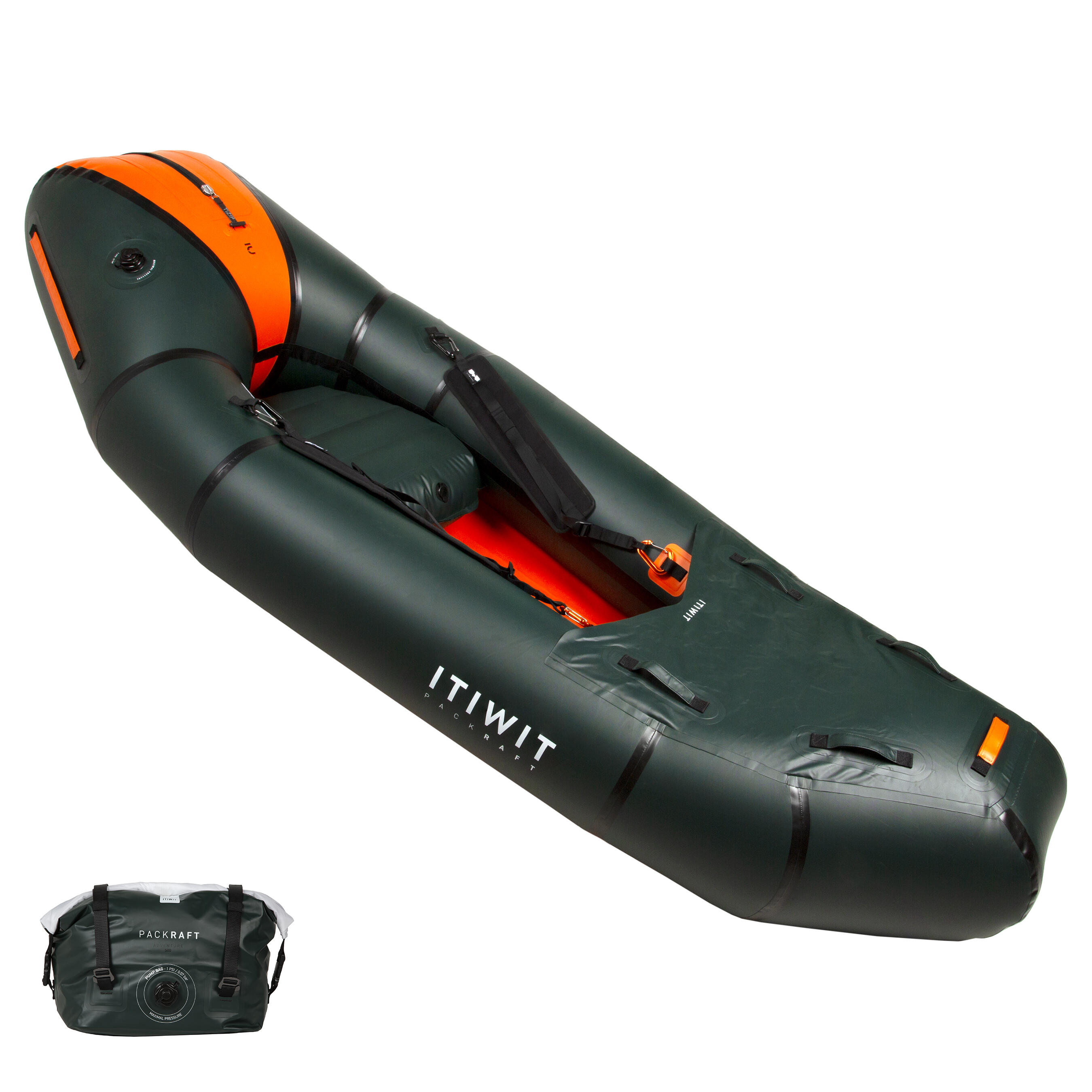 Packraft 500 Kayak Gonflable Tpu Riviere 1 Place Avec Zip Etanche - ITIWIT