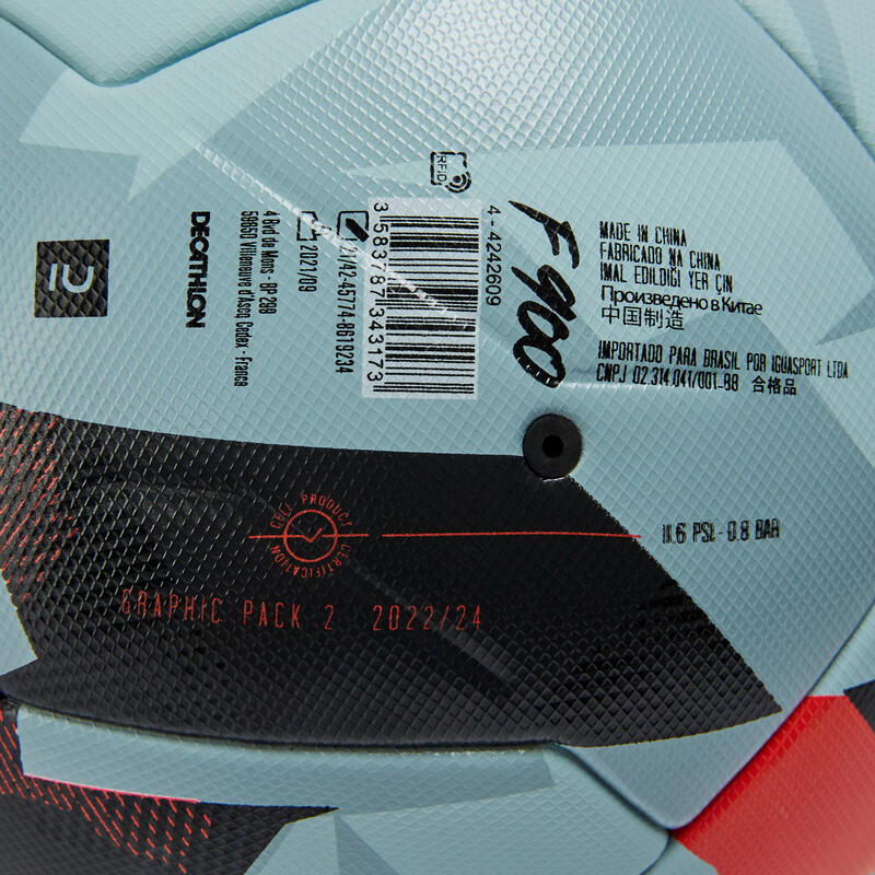 熱黏合4號足球FIFA Quality Pro F900 - 雪白配霧紅色