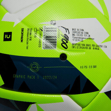 М'яч футбольний F900 FIFA Quality Pro термоскріплений розмір 5 білий/жовтий