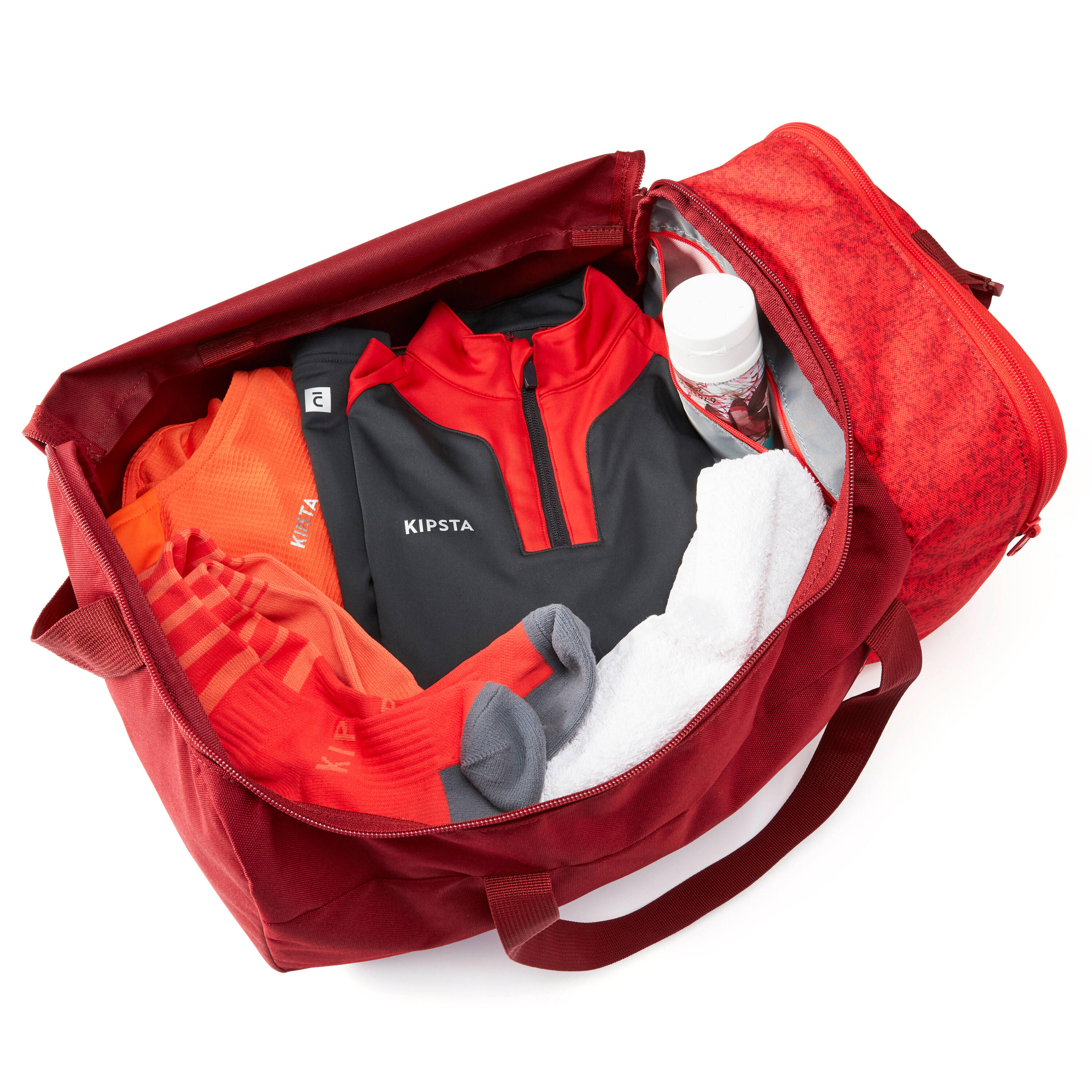 Multi-utility Sports Duffel Bag 35L Bag with 3 Compartments- Burgundy -  5