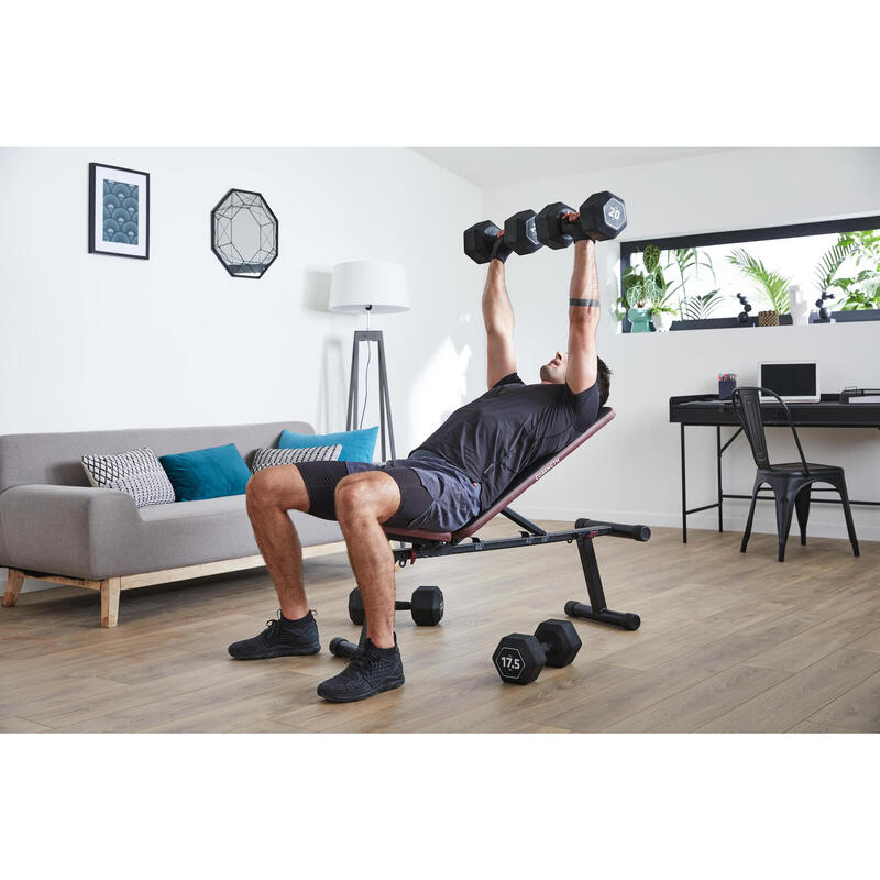 Ganteră HEX DUMBBELL Cross-training din fontă reciclată 20 kg