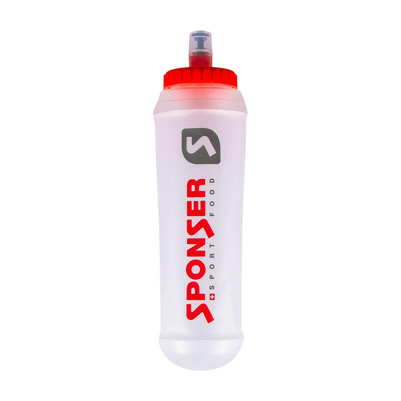 Trinkflasche Soft Flask Trailrunning Sponser 500 ml transparent/rot