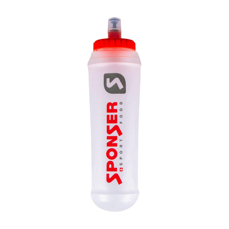 Trinkflasche Soft Flask Trailrunning Sponser 500 ml transparent/rot 