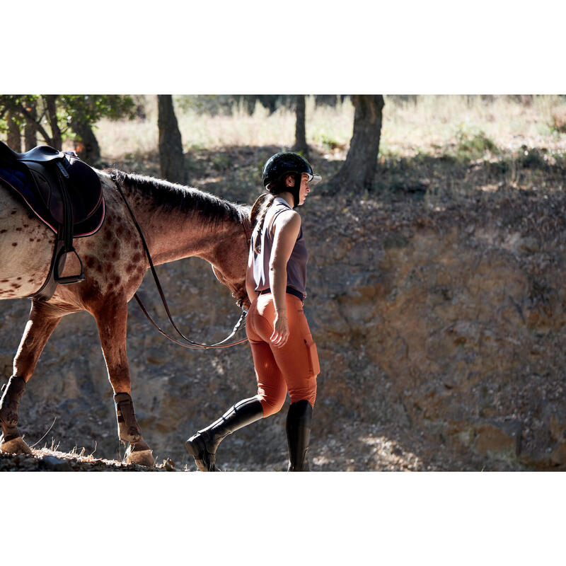 Pantalón Equitación Fullgrip 580 Mujer Terracota Ligeros