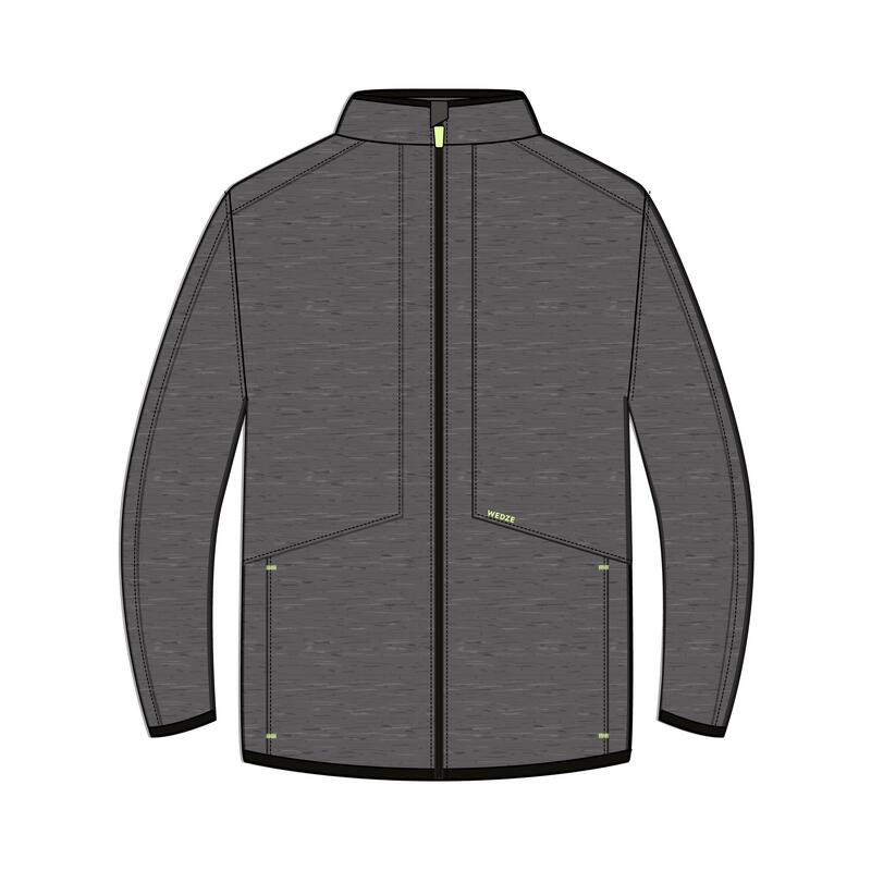 Pull zippé de ski et snowboard enfant, 500 gris