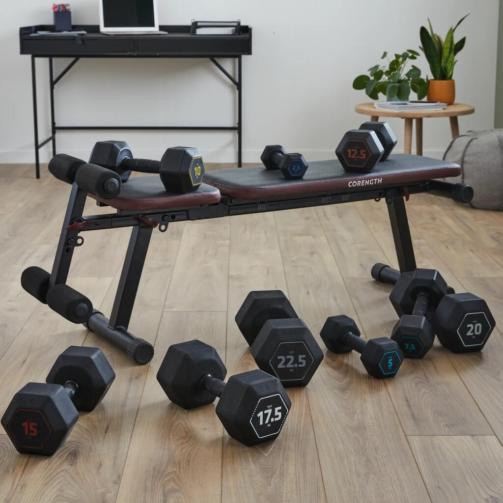 Haltère de cross training et musculation 7,5 kg - dumbbell hexagonale noire