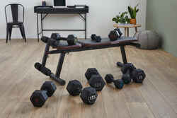 Sešstūraina universālo treniņu hantele “Hex”, 17,5 kg, melna