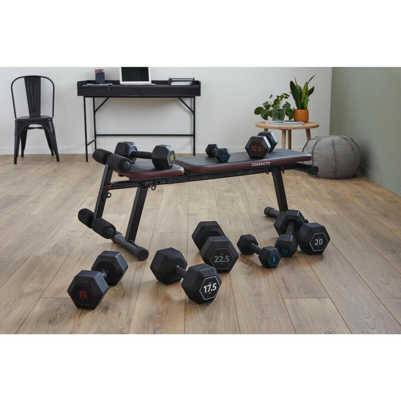 Ganteră HEX DUMBBELL cross-training 7,5 kg Negru 