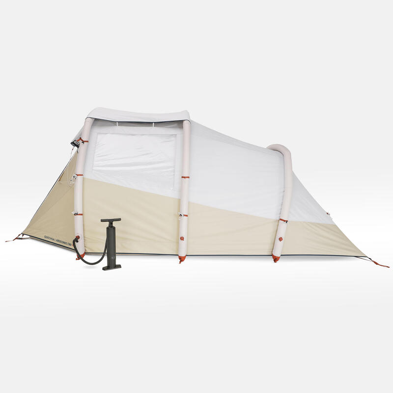 Setting up camping tent air seconds family 4xl decathlon / montar tienda  hinchable decathlon 