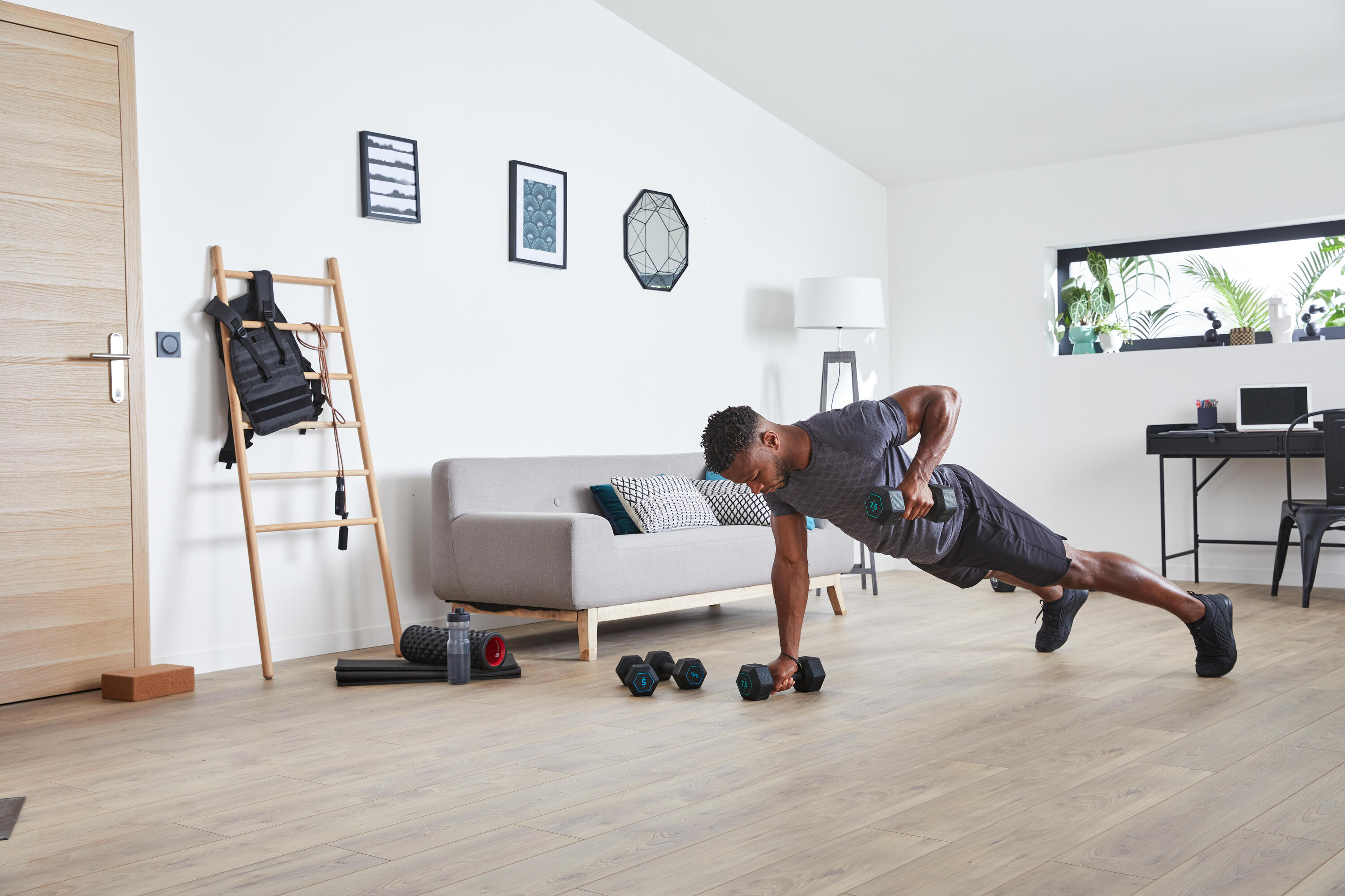 Manubrio palestra HEXDUMBBELL 5 kg ghisa 80% riciclata 6/10
