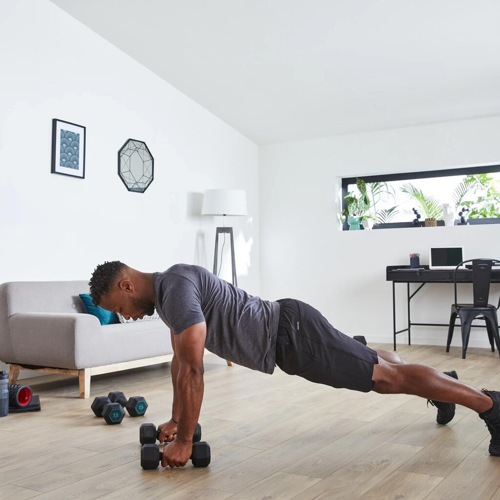 Haltère de cross training et musculation 5 kg - Dumbbell hexagonale noire