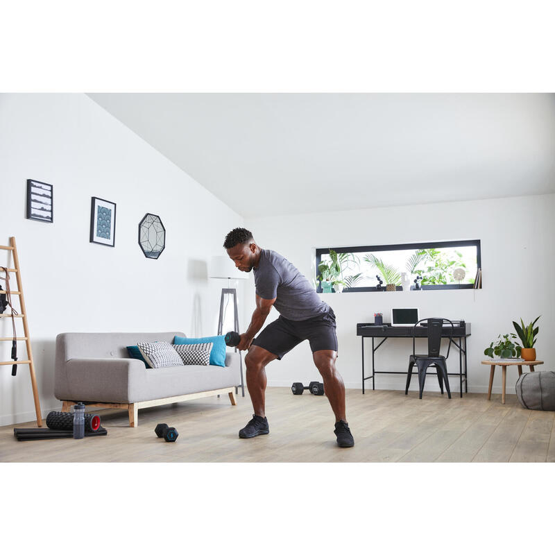 Ganteră HEX DUMBBELL Cross-training din fontă reciclată 17,5 kg Negru