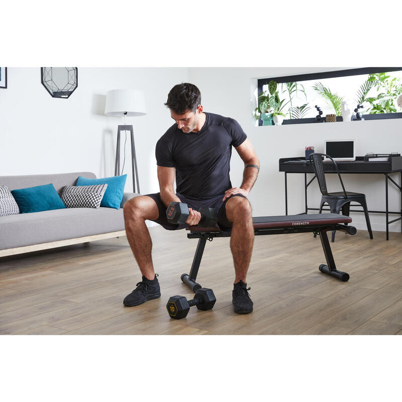 Haltères de cross training et musculation 10 kg - Dumbbell hexagonale noire