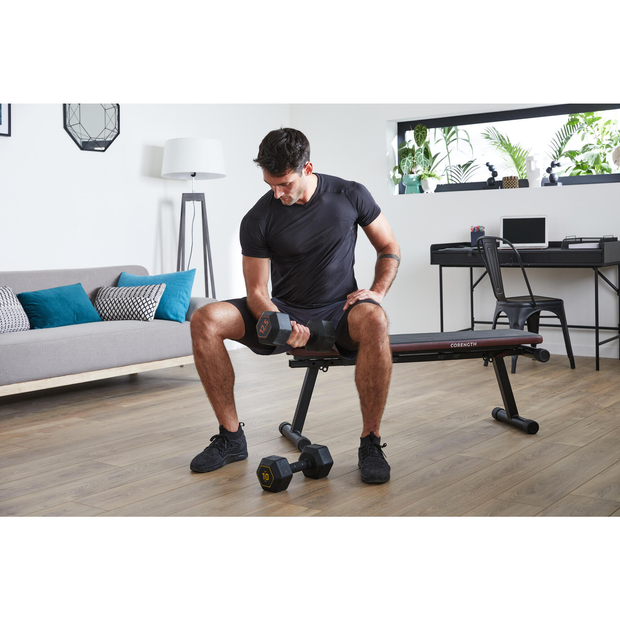 Dumbbells 12.5 kg - Dumbbell hexagonal black