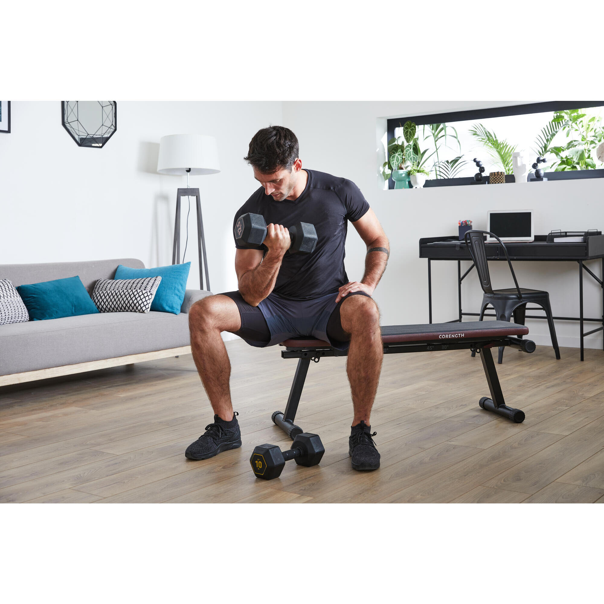 Mancuerna 12 5 kg hexagonal dumbbell musculaci n cross training